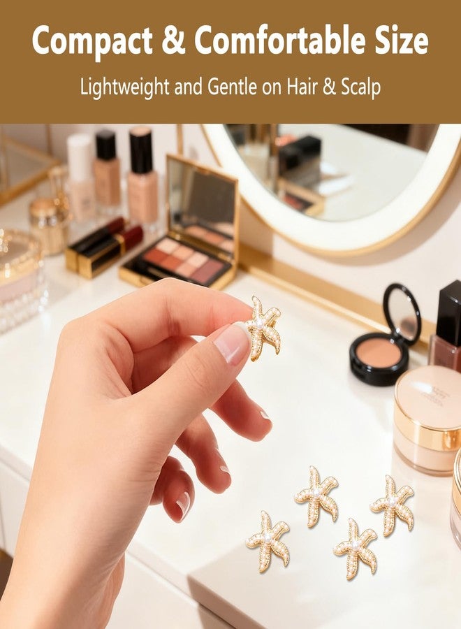 YAFIYGI 20Pcs Starfish Hair Clips Gold Cute Pearl Hair Pins and Small Hair Barrettes for Girls and Women Mini Sea Star Accessories Beach Party Hairclips Decorative Hair Clips for Summer Fun - Image 5